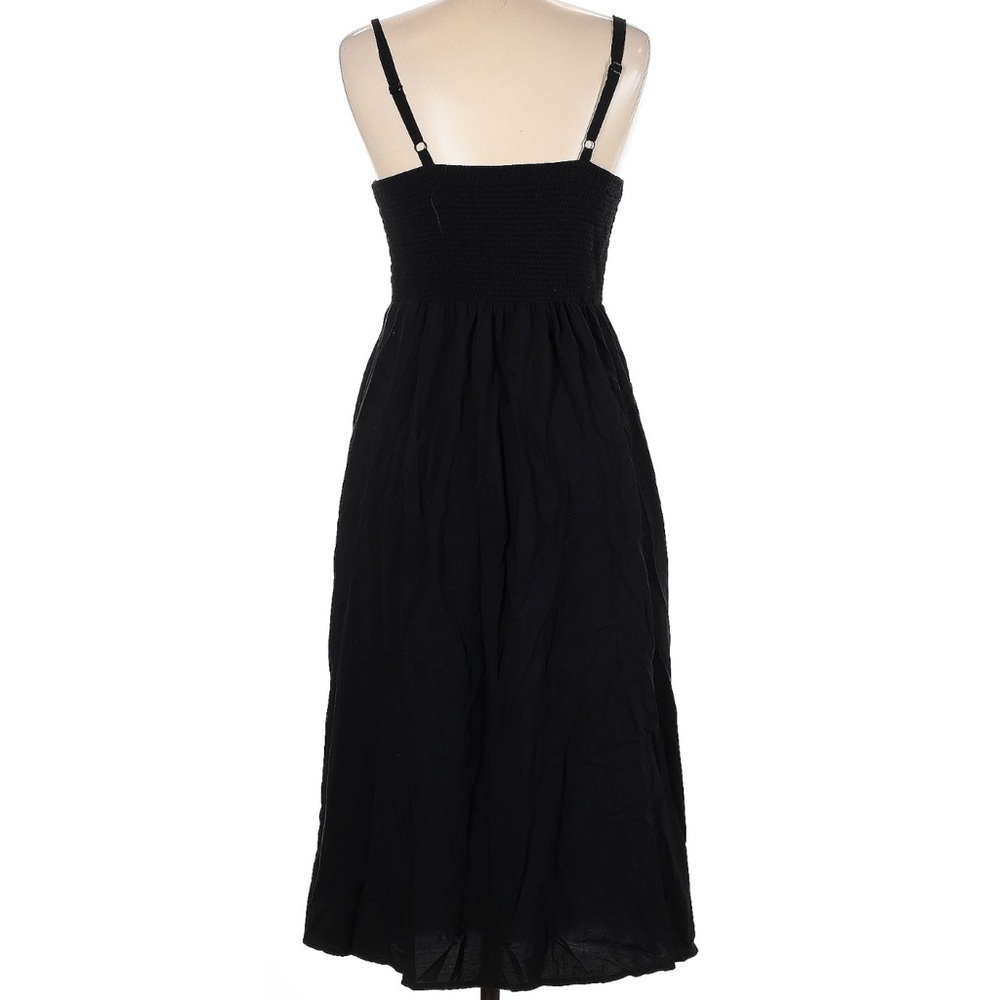 New Old Navy Poplin Cotton Smocked Midi Dress Black M TALL Cottage Prairie - Picture 4 of 8